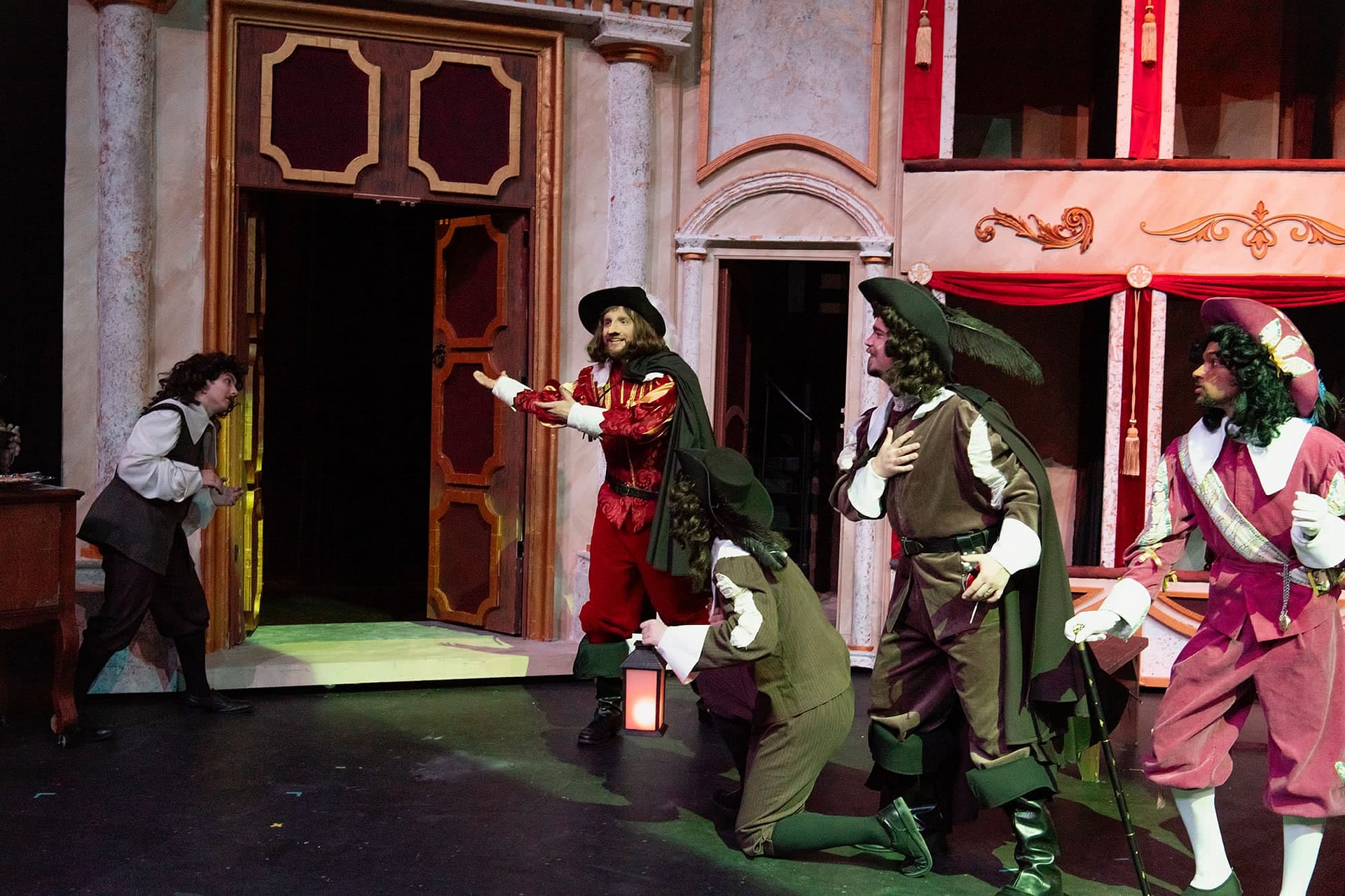 Cyrano prepares to leave a building