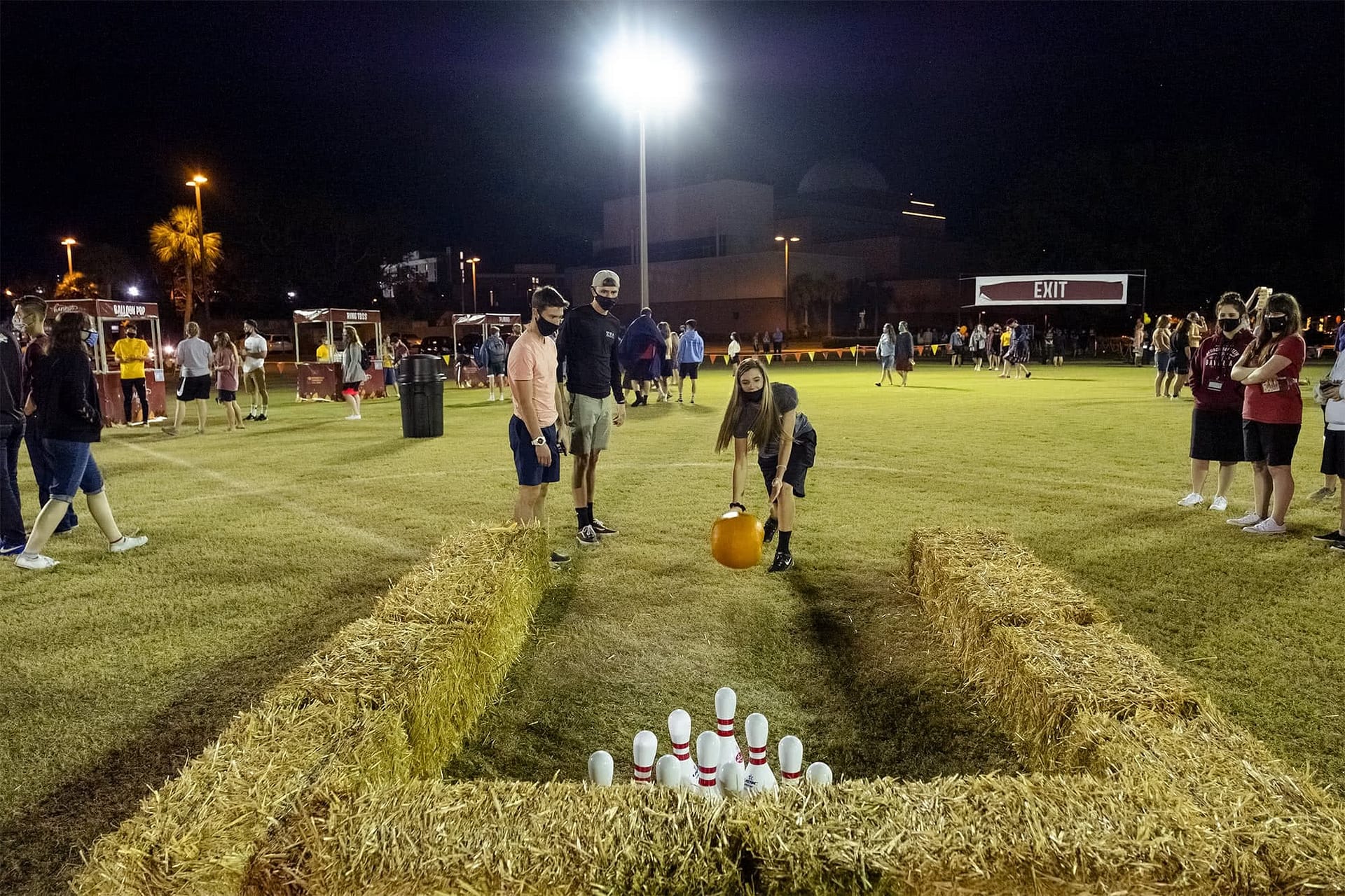 Students bowling at PCC Harvest Fest.