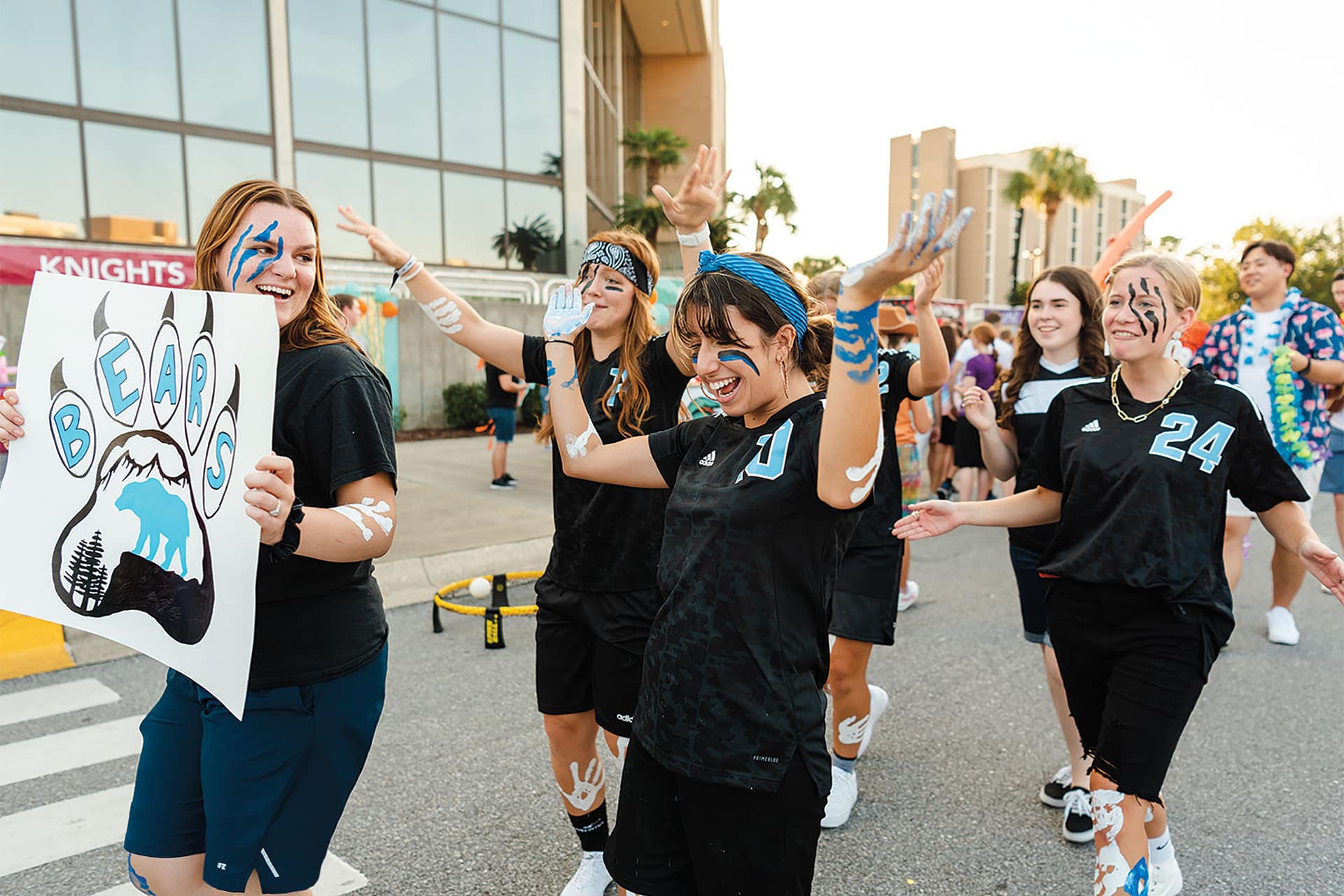 Girls in the parade at Greek Rush