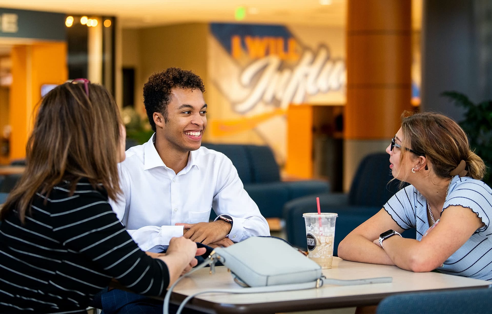 Students enjoying fellowship in the Commons