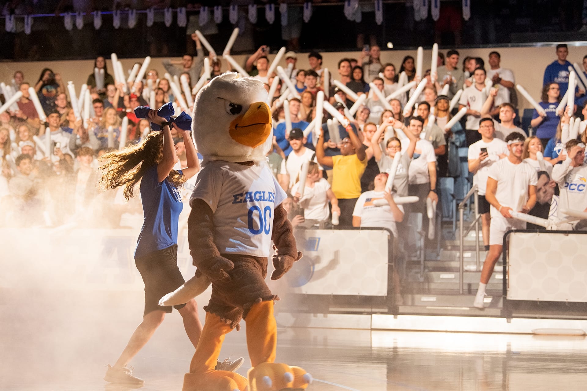 Eagle's mascot and fans.