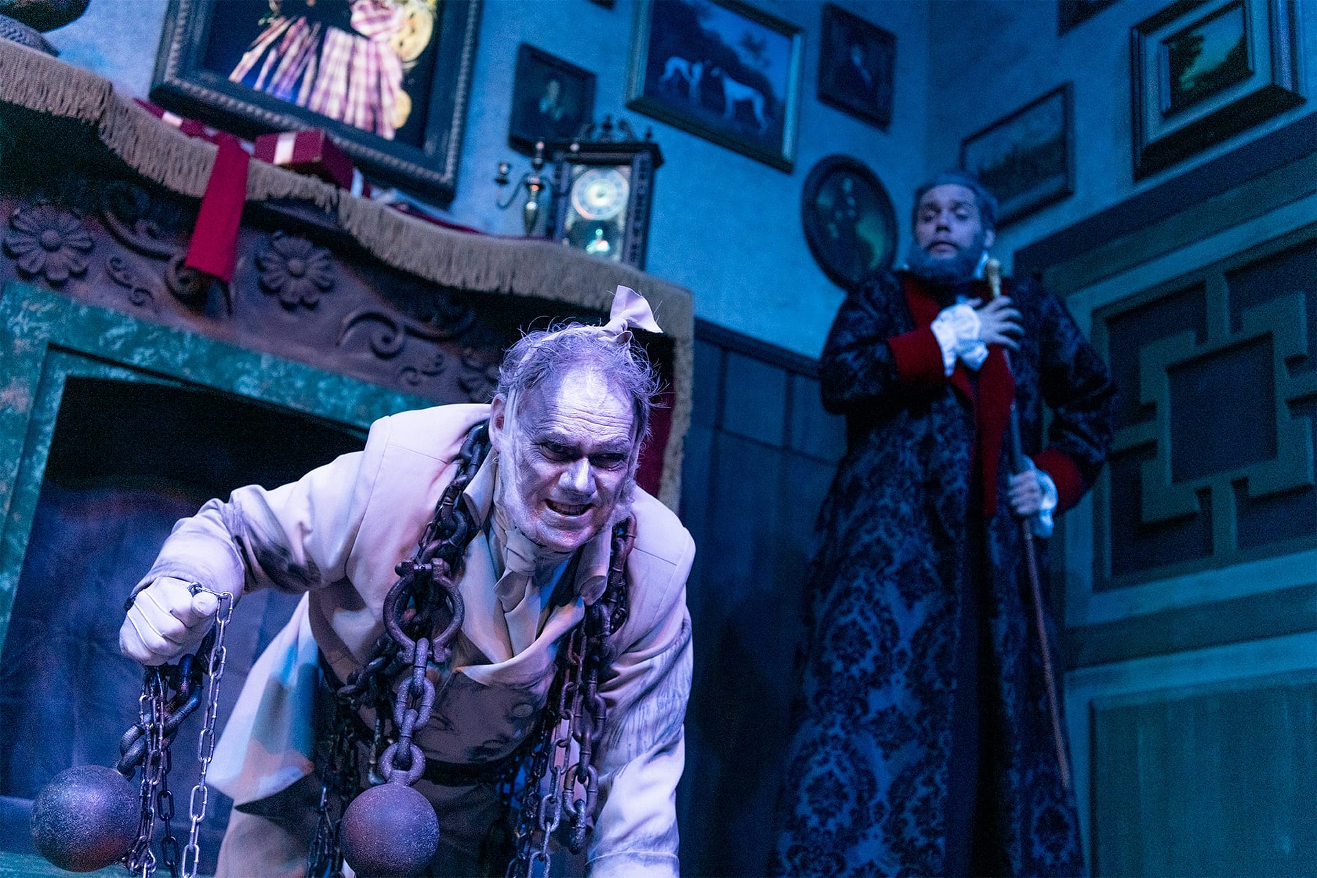 Mr. Scrooge meets Jacob Marley.