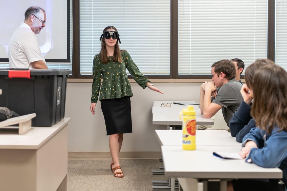 CJ-322-DUI-Walk Criminal Justice PCC students learn what its like to have a DUI using special goggles