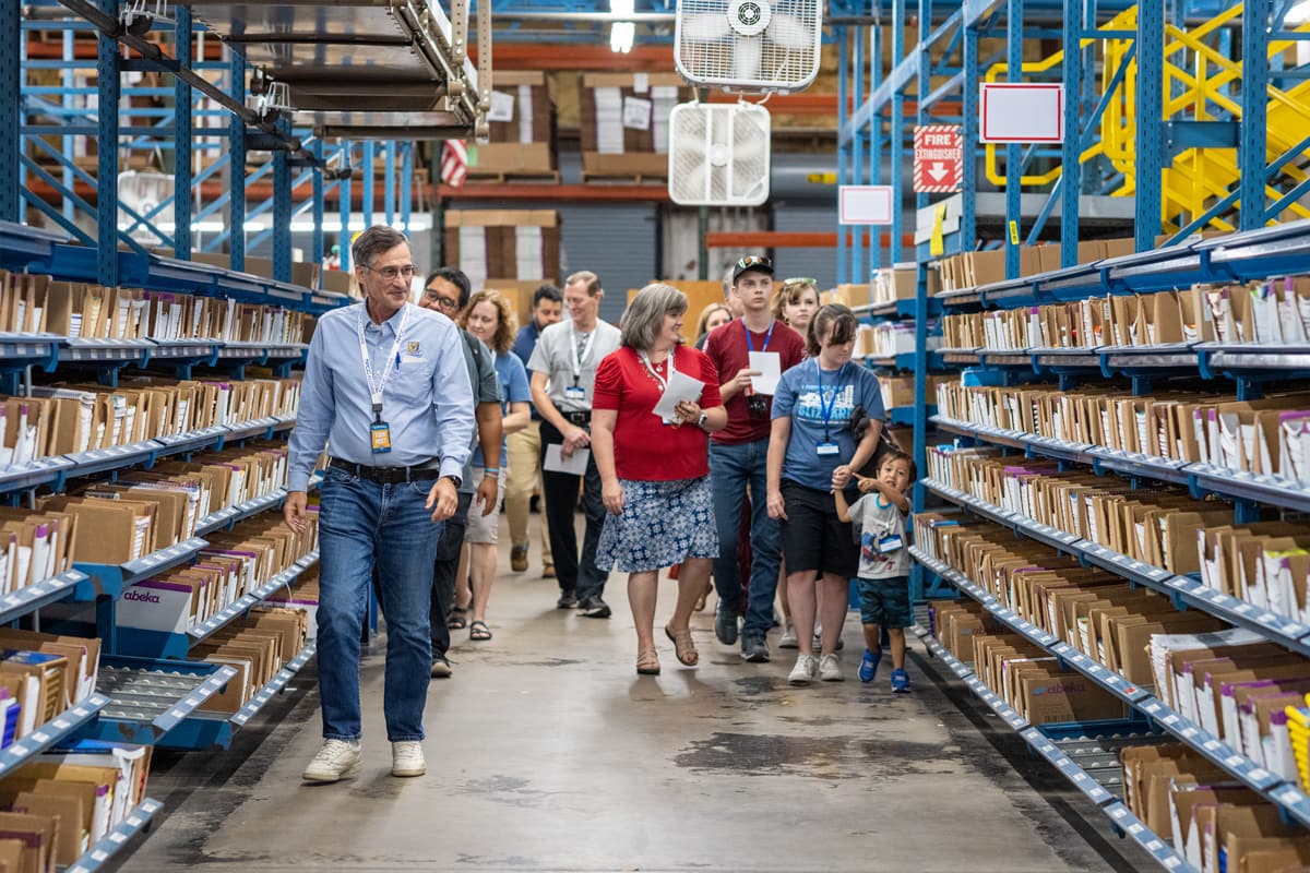 alumni tour of Abeka distribution center