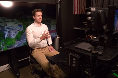 Alumnus Luke Ball in studio