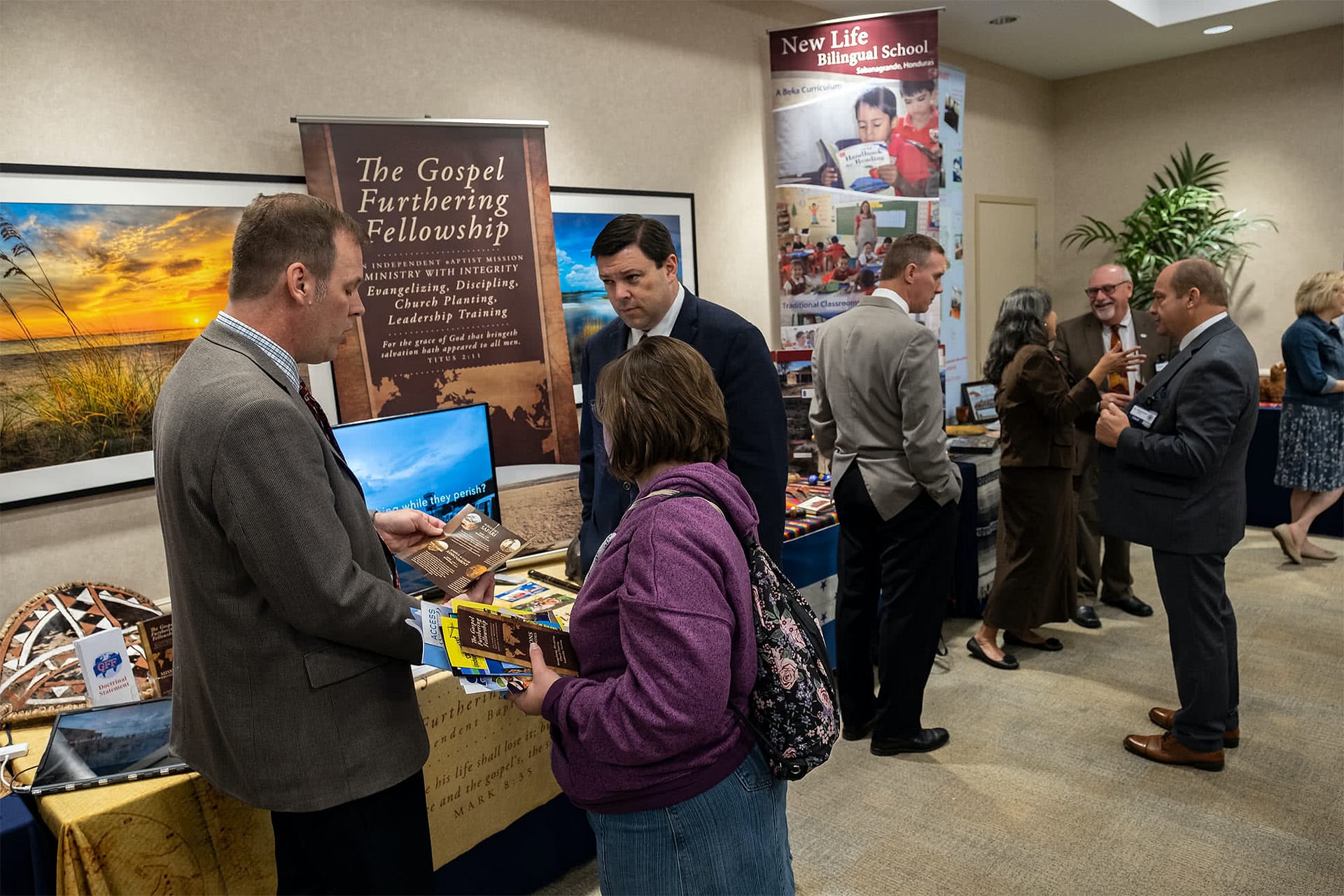 Missionaries presenting their displays.