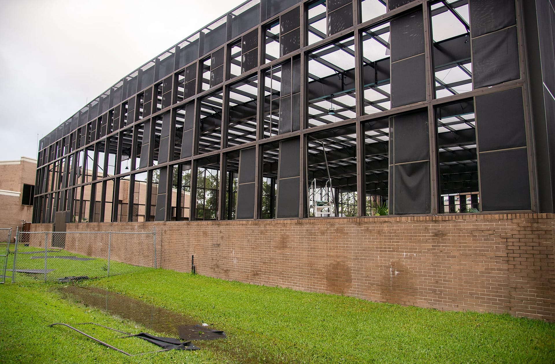The swim centre lost several mesh panels during the storm