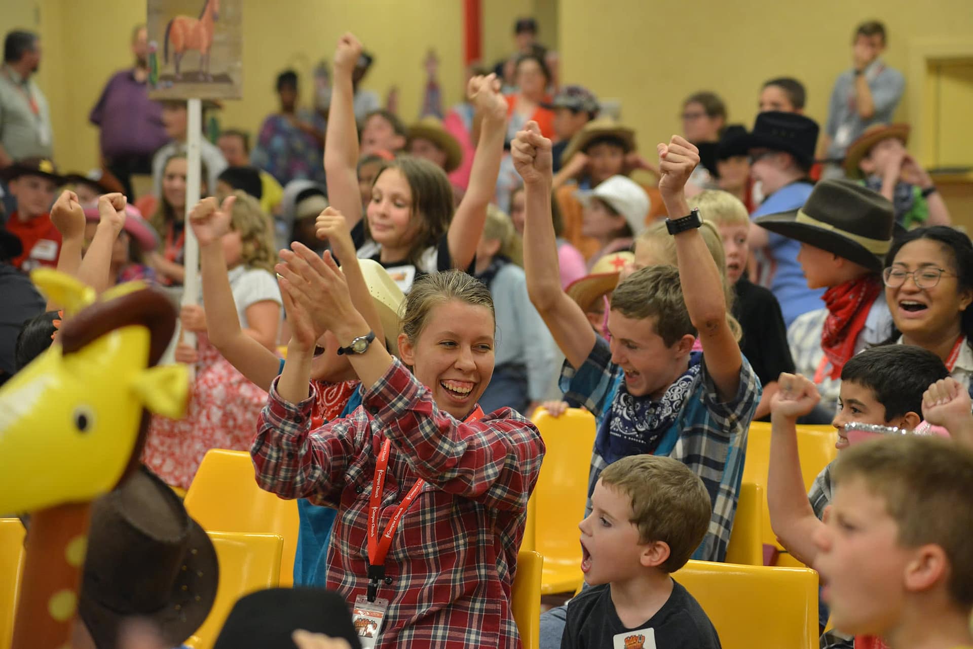 PCC students and children at Campus Church VBS.