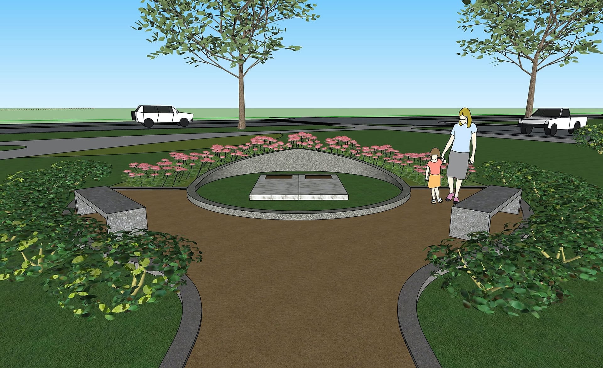 Digital rendering of the burial site grounds.