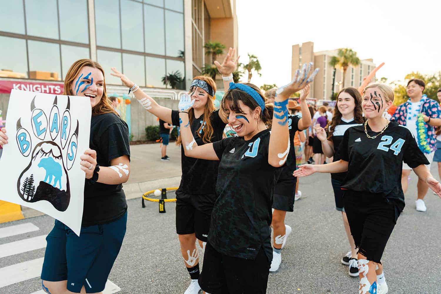 Girls in the parade at Greek Rush