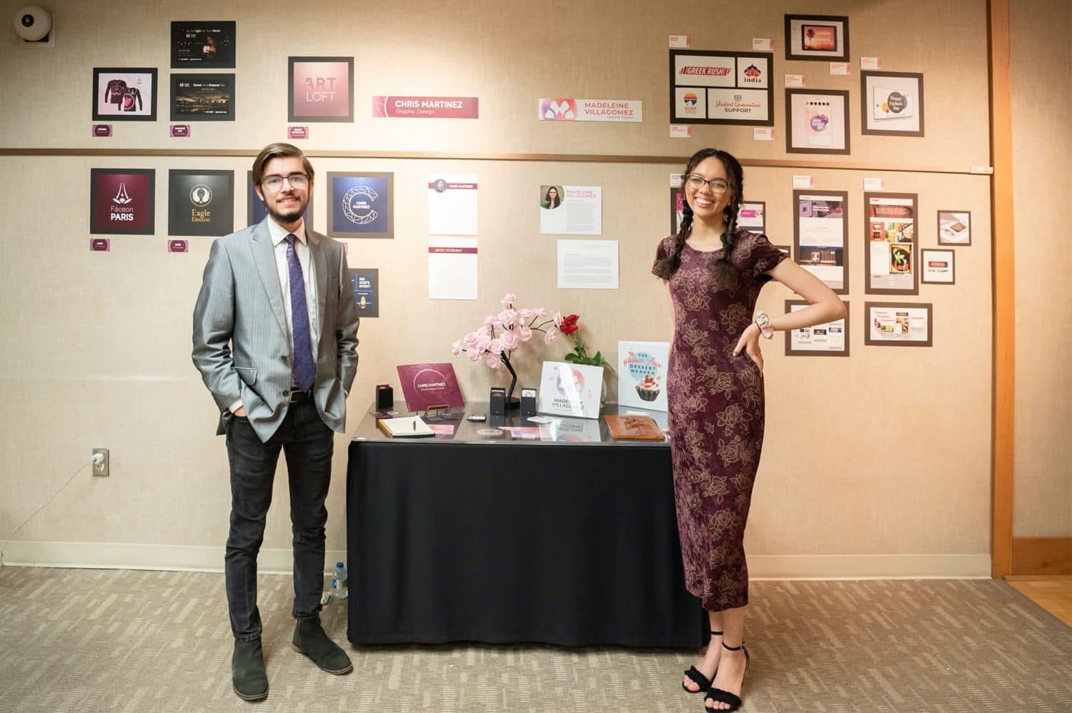 Chris Martinez and Madeleine Villagomez at their Senior Visual Art Exhibits