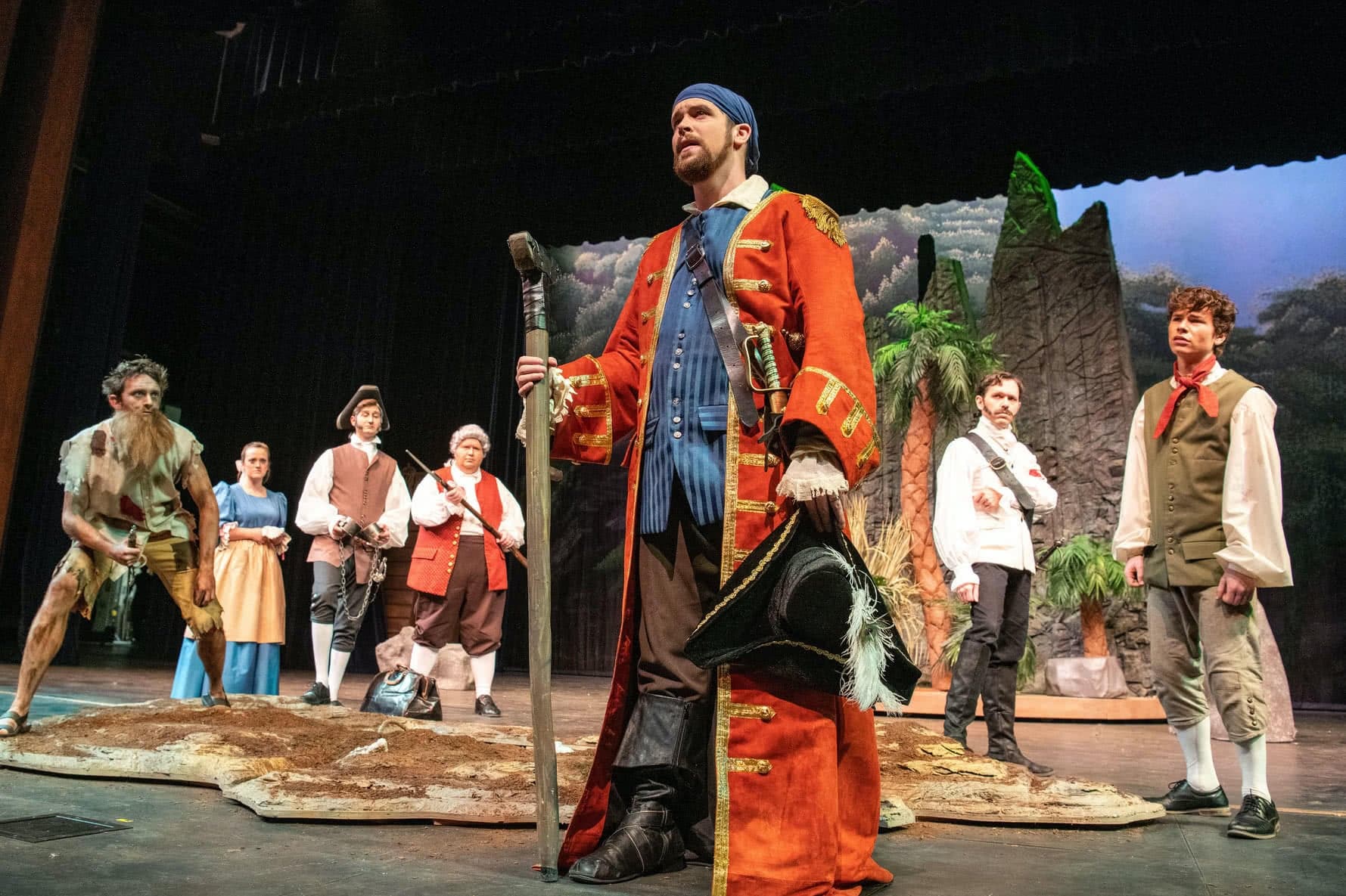 A pirate with a wooden leg is upset about the treasure in PCC's Treasure Island.