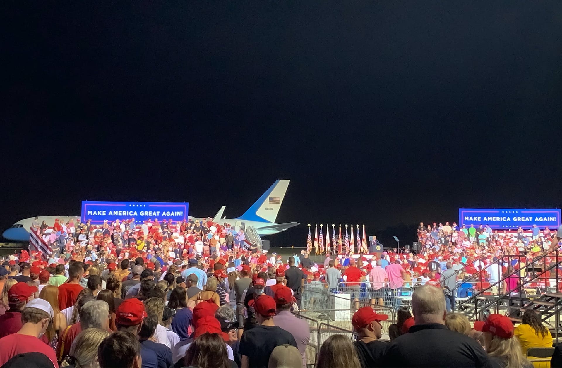 PCC students attending a Trump rally at Pensacola International Airport.