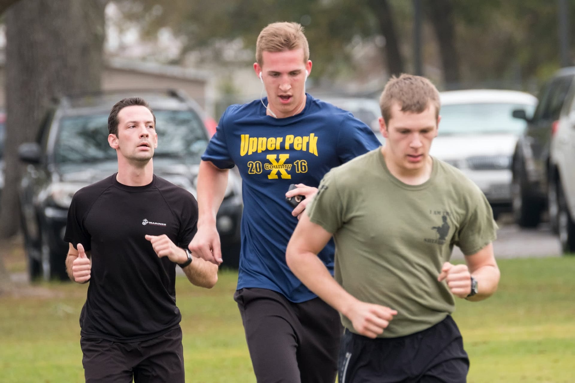 Male Criminal Justice majors running.