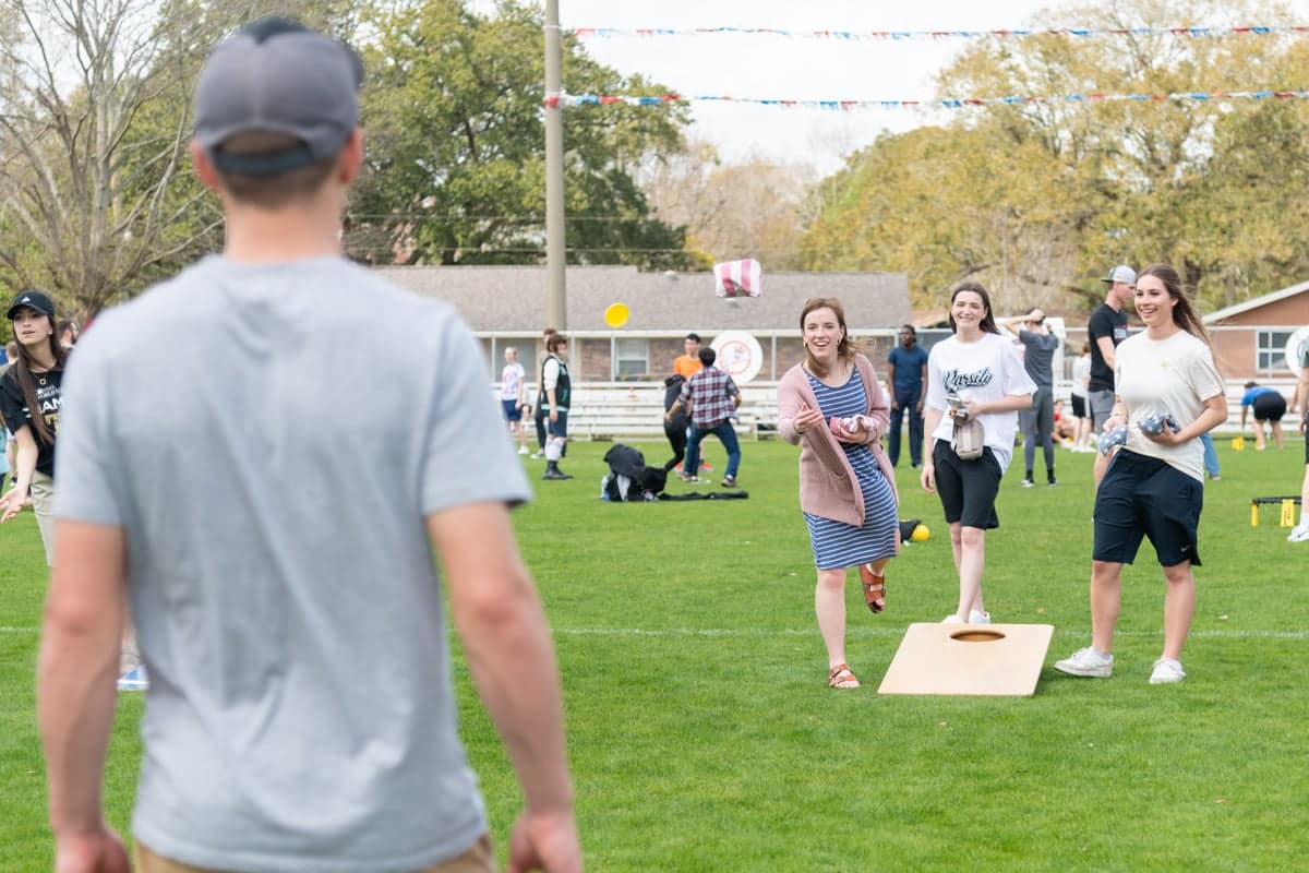 Girls enjoy games at the Bible Conference Picnic