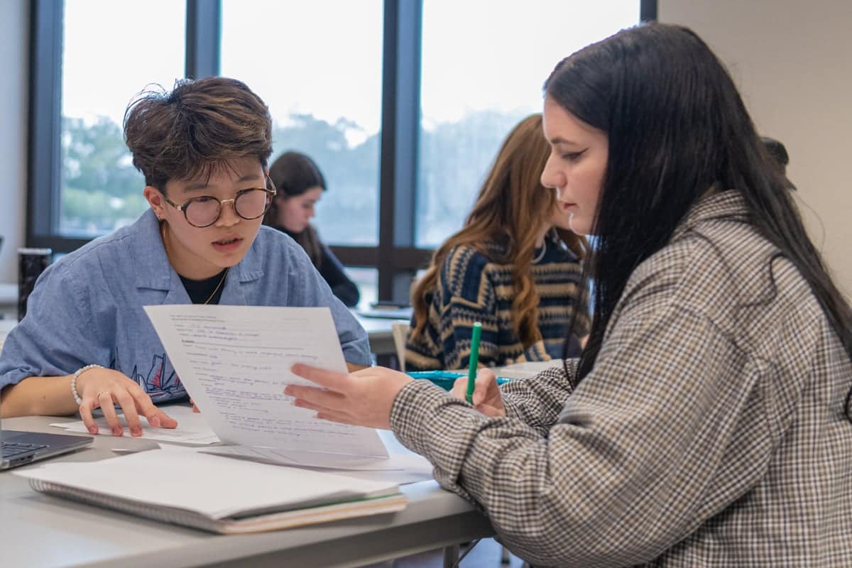 fountains-copy-editing PCC students in Copy-Editing class work together to review content for the 2024 Fountains Publication