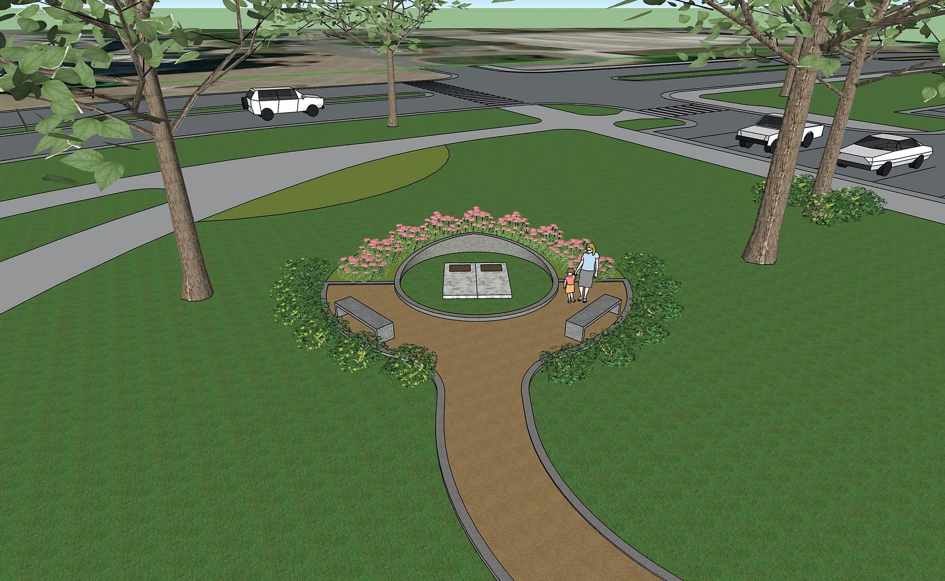 Digital rendering of the burial site grounds.