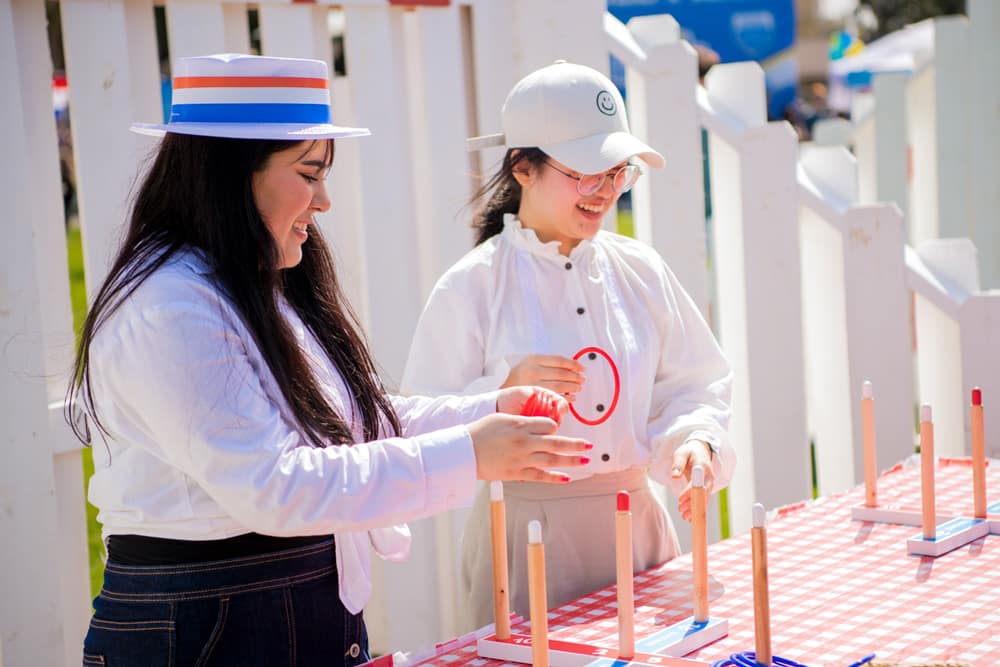 Girls play games at Bible Conference Picnic