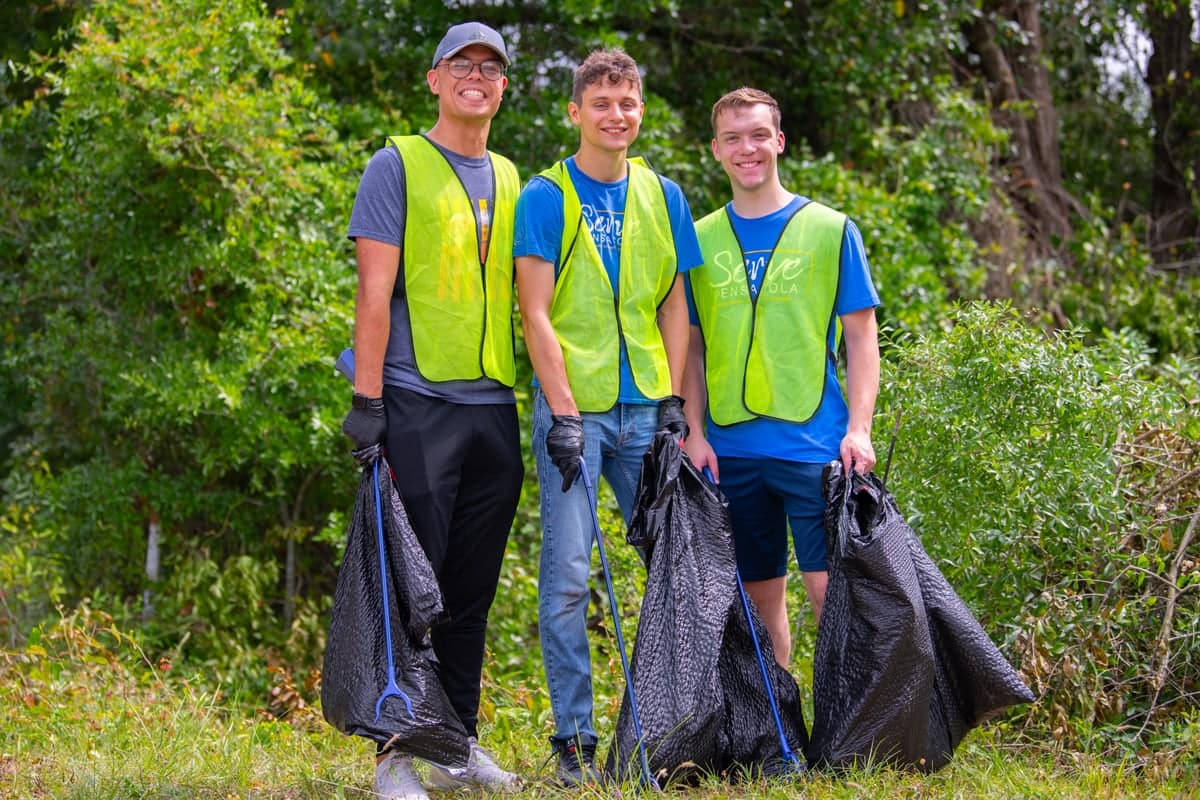 PCC guys help the community through the Serve Pensacola activity at Carpenters Creek