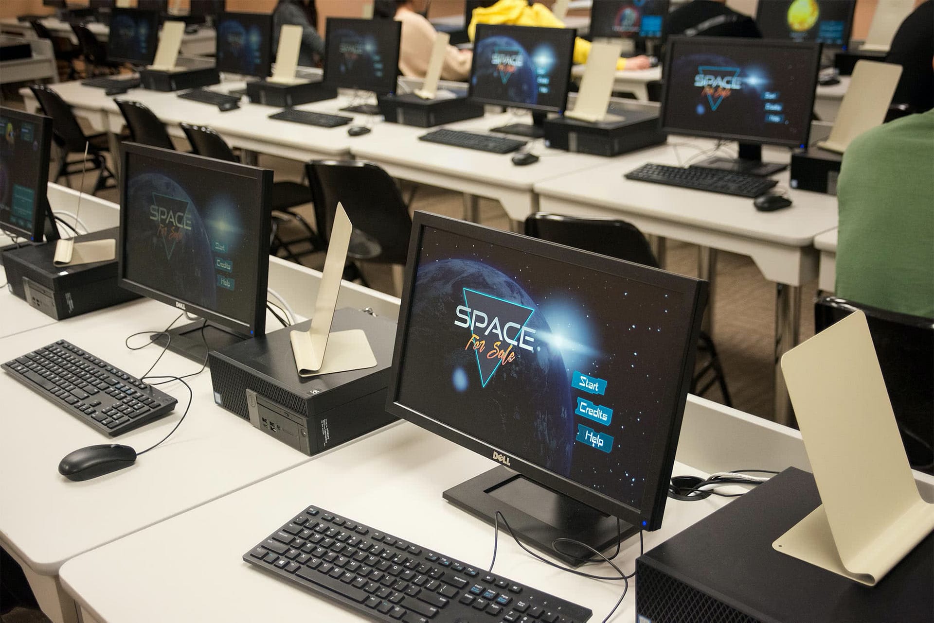 Computer screen showing a student-created computer game. 