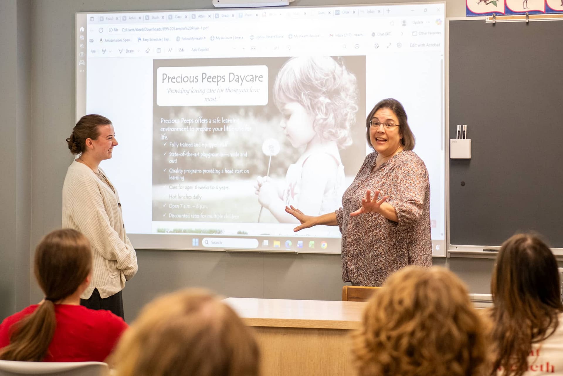 PCC students interacting in the classroom