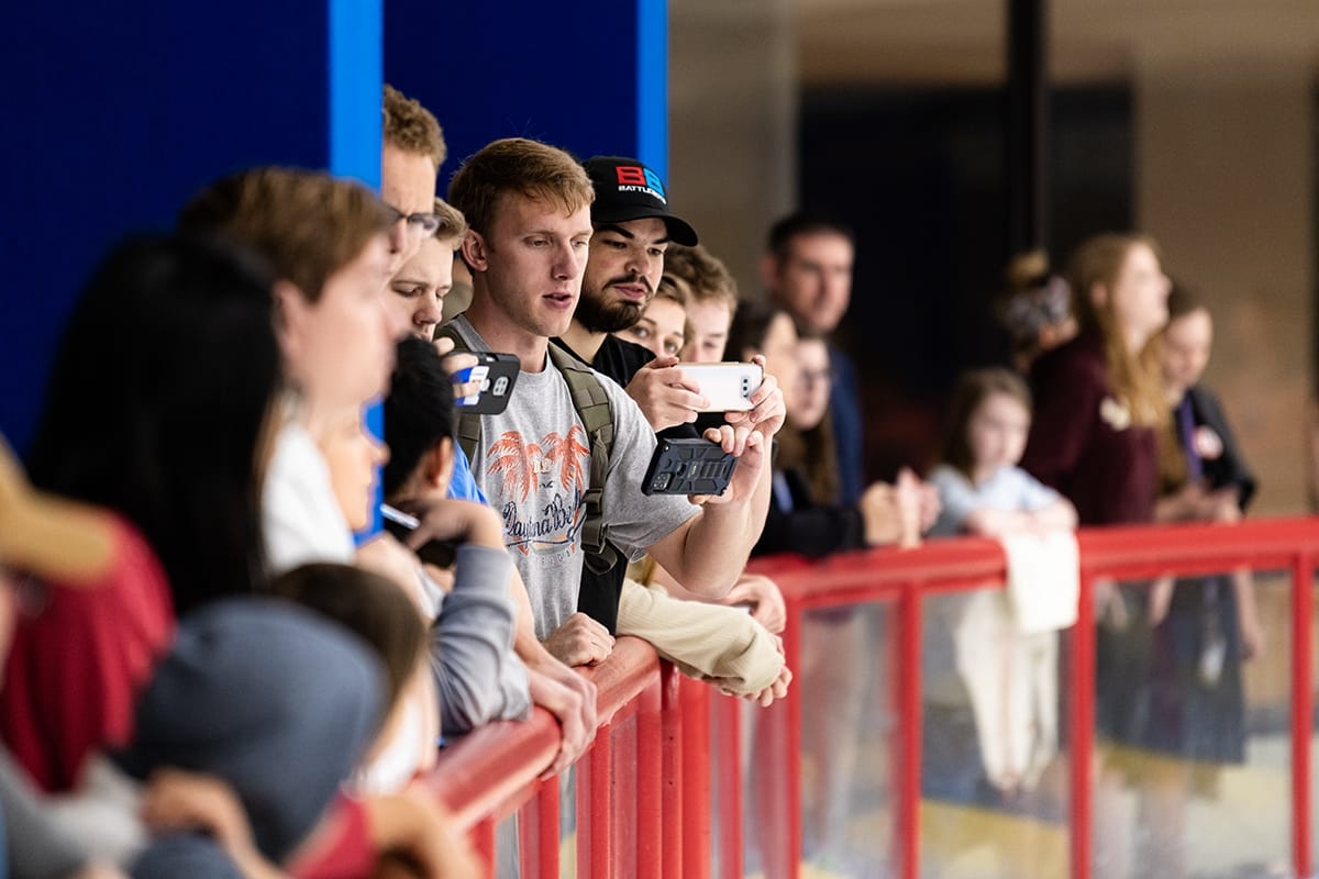 Students watch Engineering Design Competition in the Ice Rink
