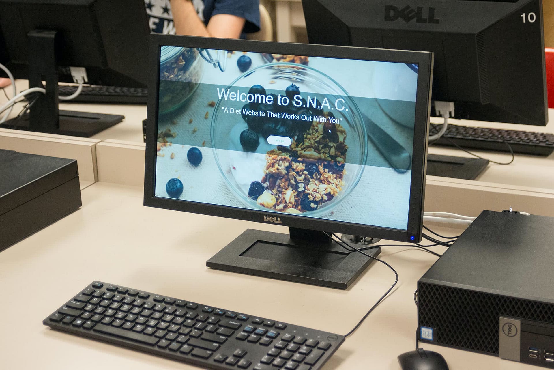 Computer screen showing a student-created software program. 