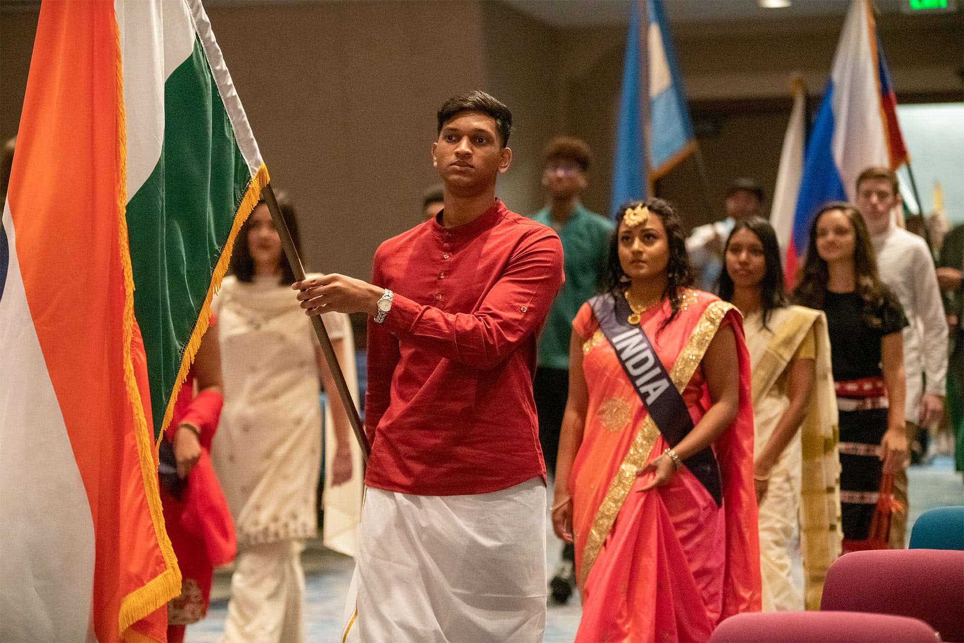 PCC students representing their home countries in the Parade of Nations.