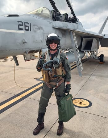 Caleb Brown with fighter jet