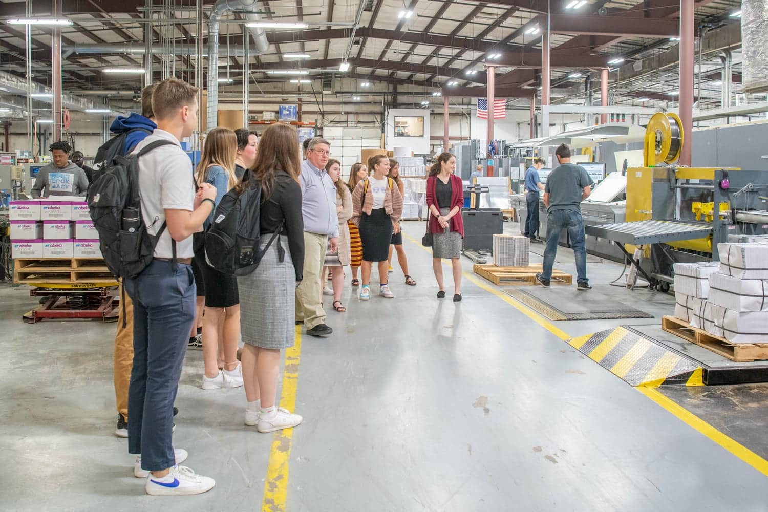 students take a print shop tour