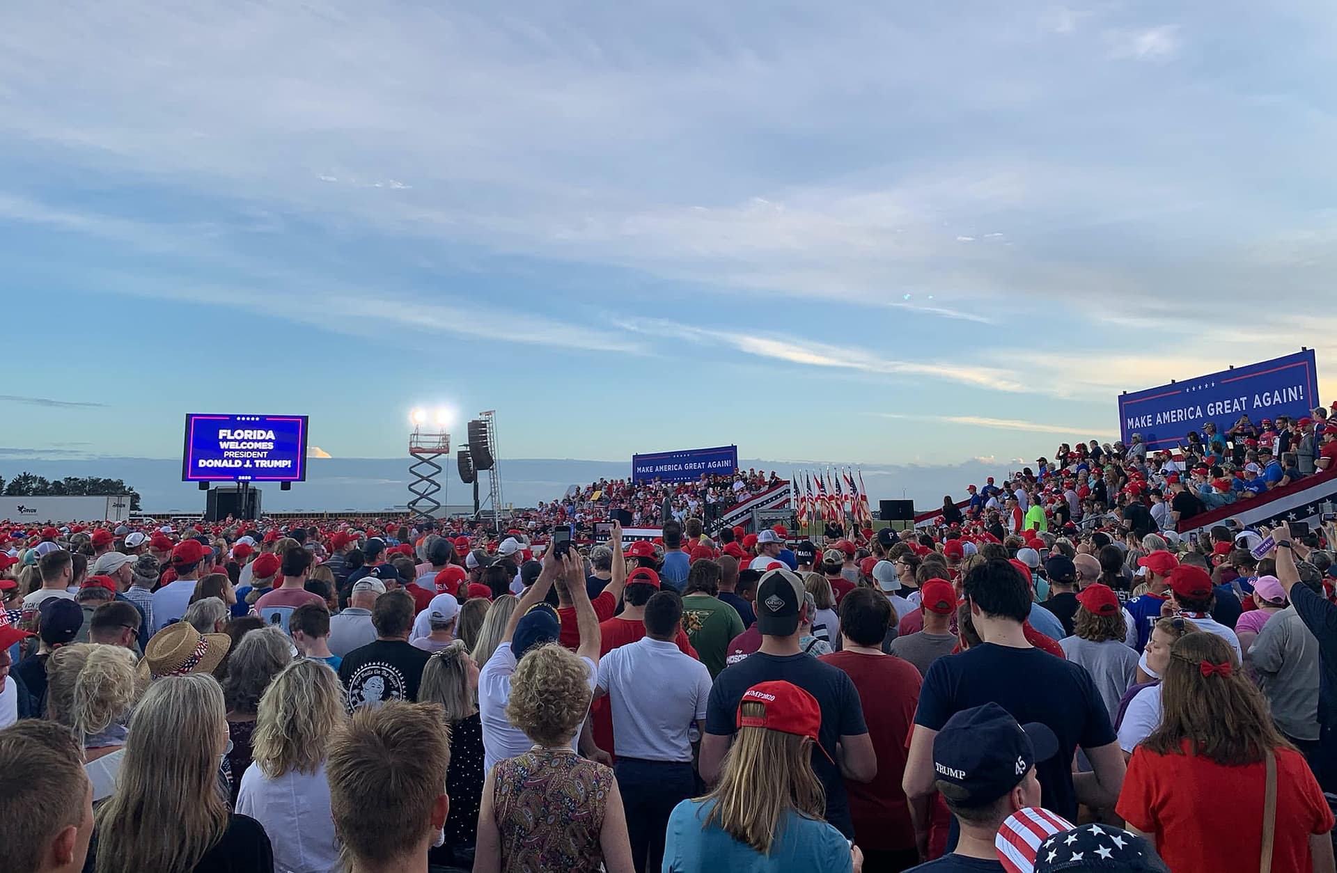 PCC students attending a Trump rally at Pensacola International Airport.