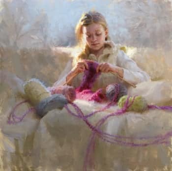Knitter's Gift painting by Adam Clague