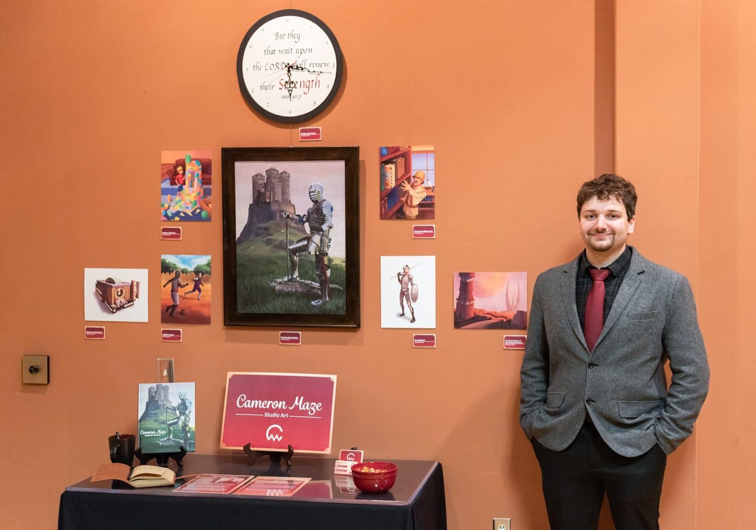 Cameron Maze with his senior visual arts exhibit