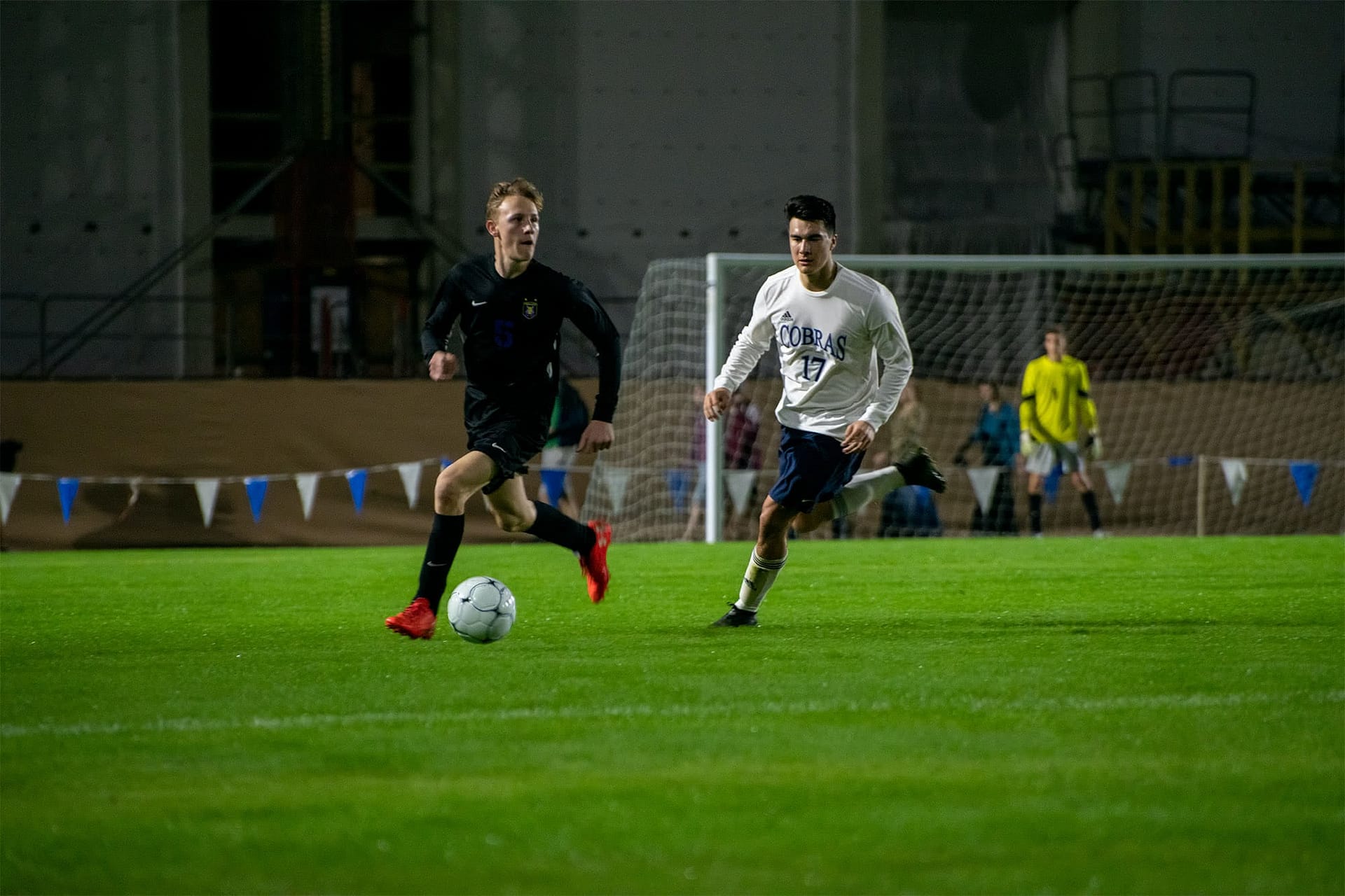 A Viking player looks to pass the ball to a teammate