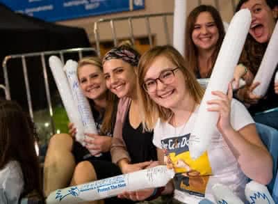 A group of friends enjoy Eagle Mania
