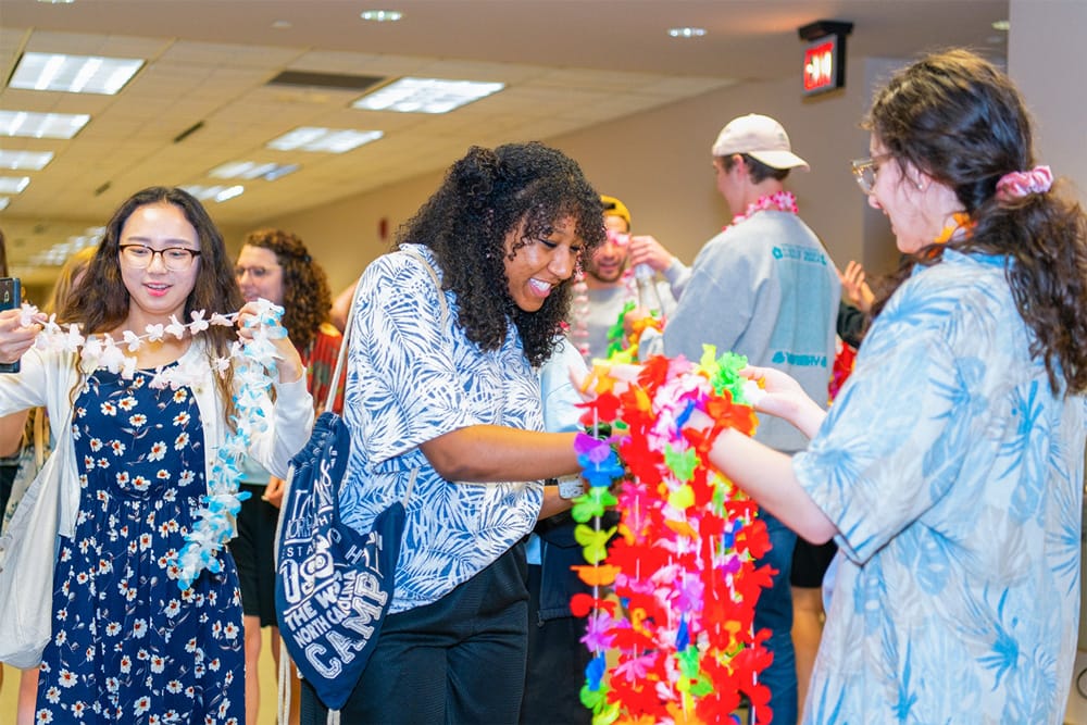Seniors getting leis