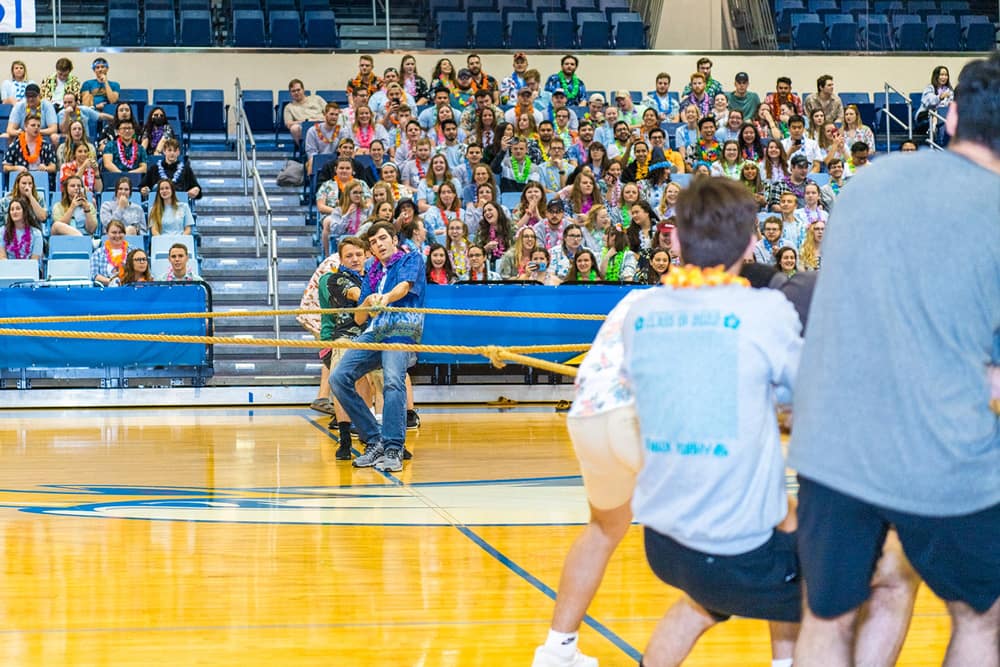 Seniors playing Tug of War