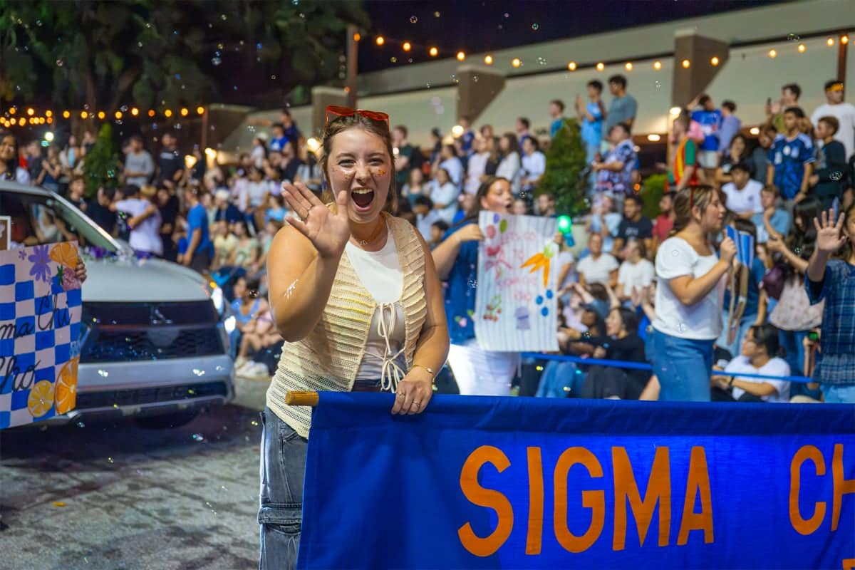nr-greek-rush-parade PCC Student showcases their collegian in the Greek Rush Parade at PCC's 2026 Greek Rush Event