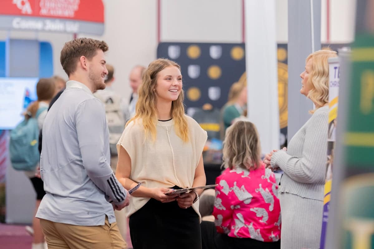 Students talk to recruiters at PCC's Educator Recruitment event