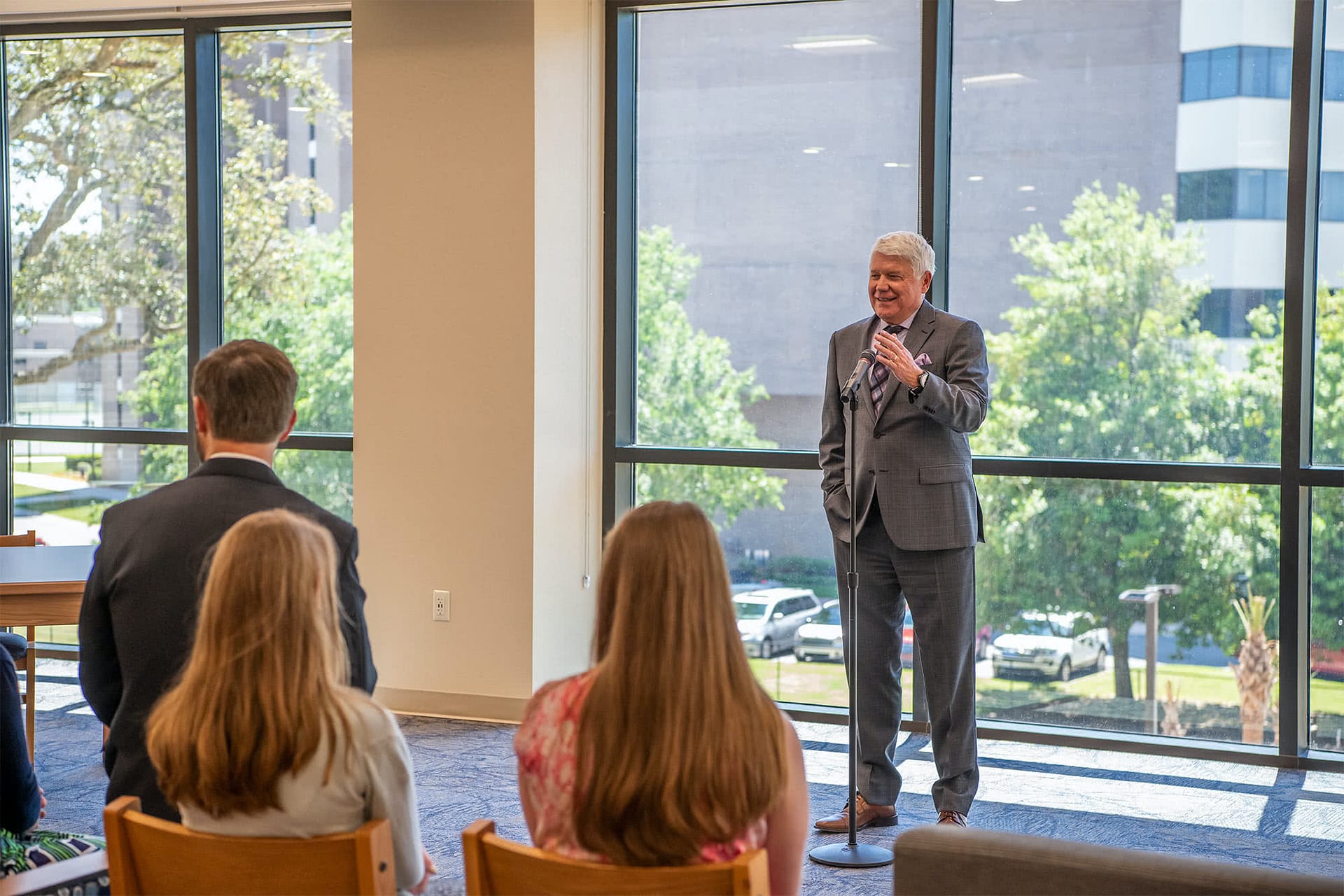 Dr. Bill Rice, III speaking at the Rice Tower Dedication. 