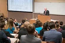 college students in class.