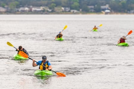 Kayakers during a West Campus Student Outing.