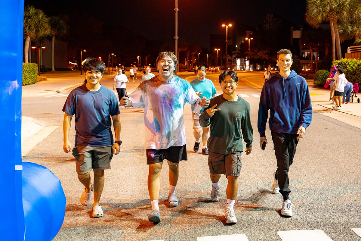 Friends crossing the finish line
