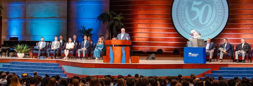 Dr. Shoemaker introduces the Time Capsule in Chapel