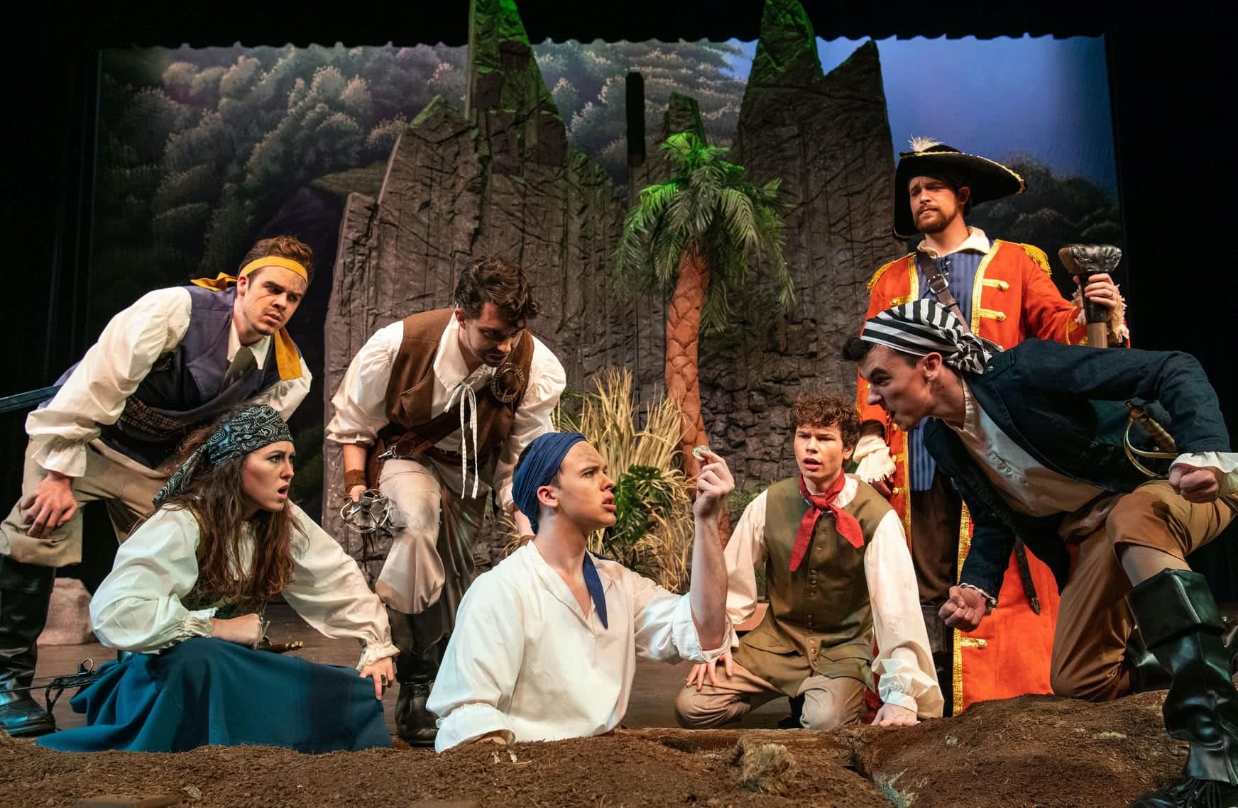 A group of pirates finds the buried treasure in PCC's Treasure Island.
