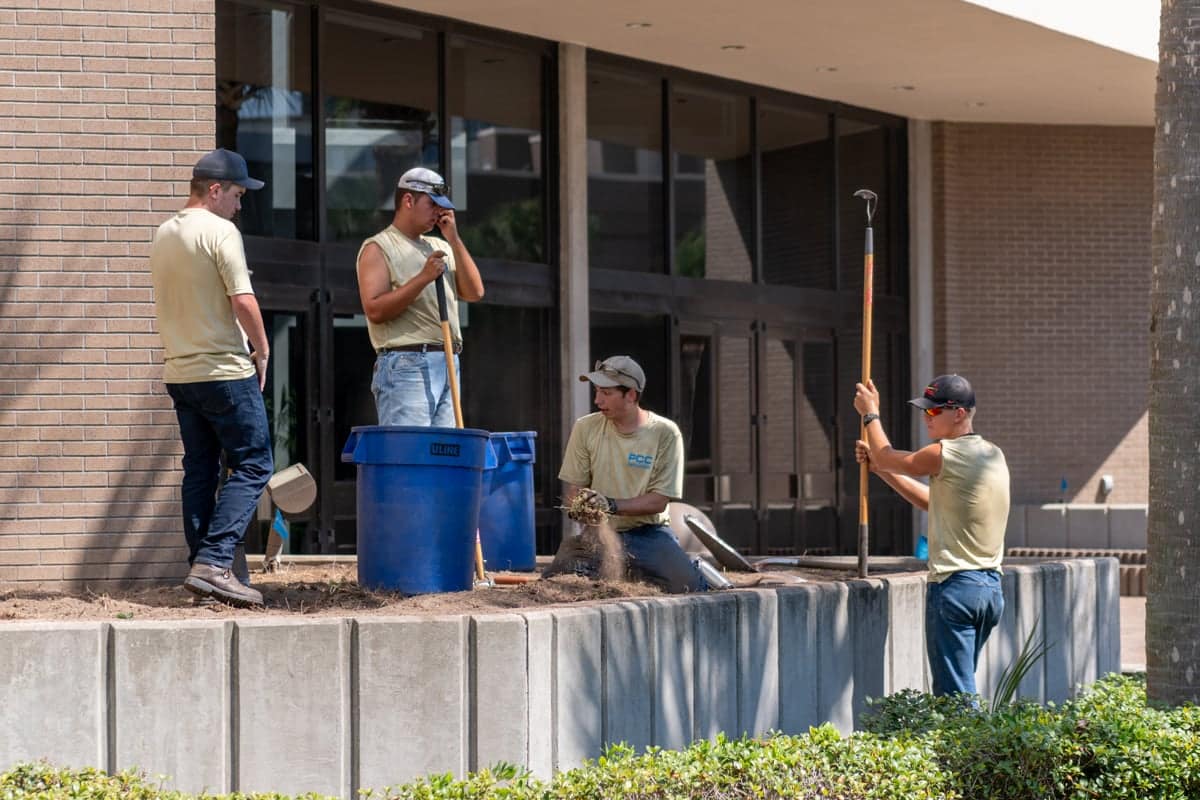 Student summer workers working on PCC grounds