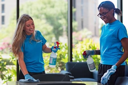 Student workers working in environmental services