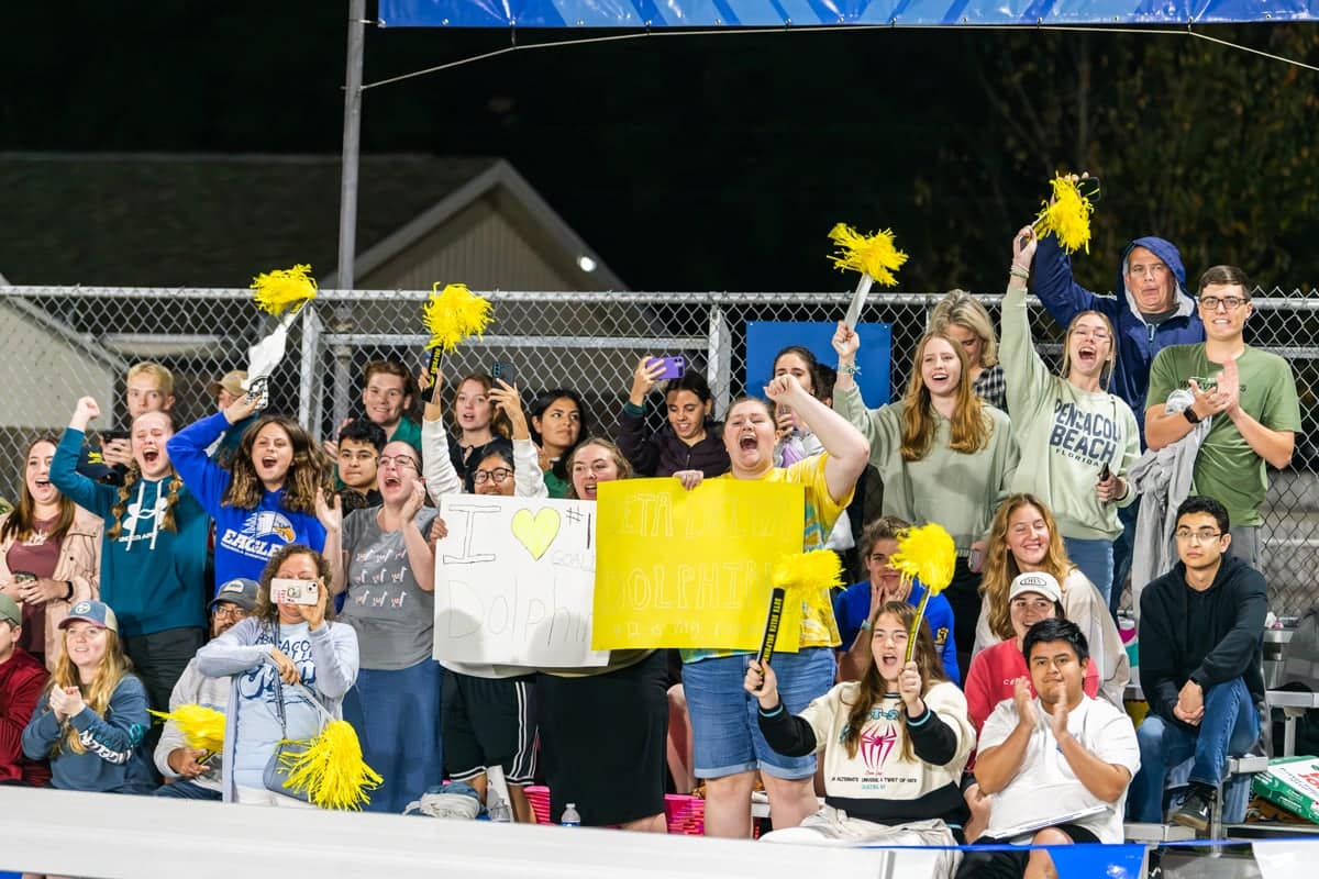 Fans cheer in the stands at the 2023 Turkey Bowl games