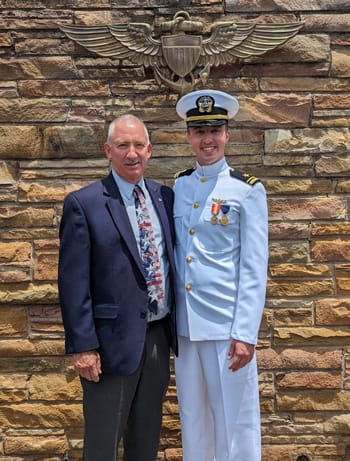 Caleb Brown with his dad