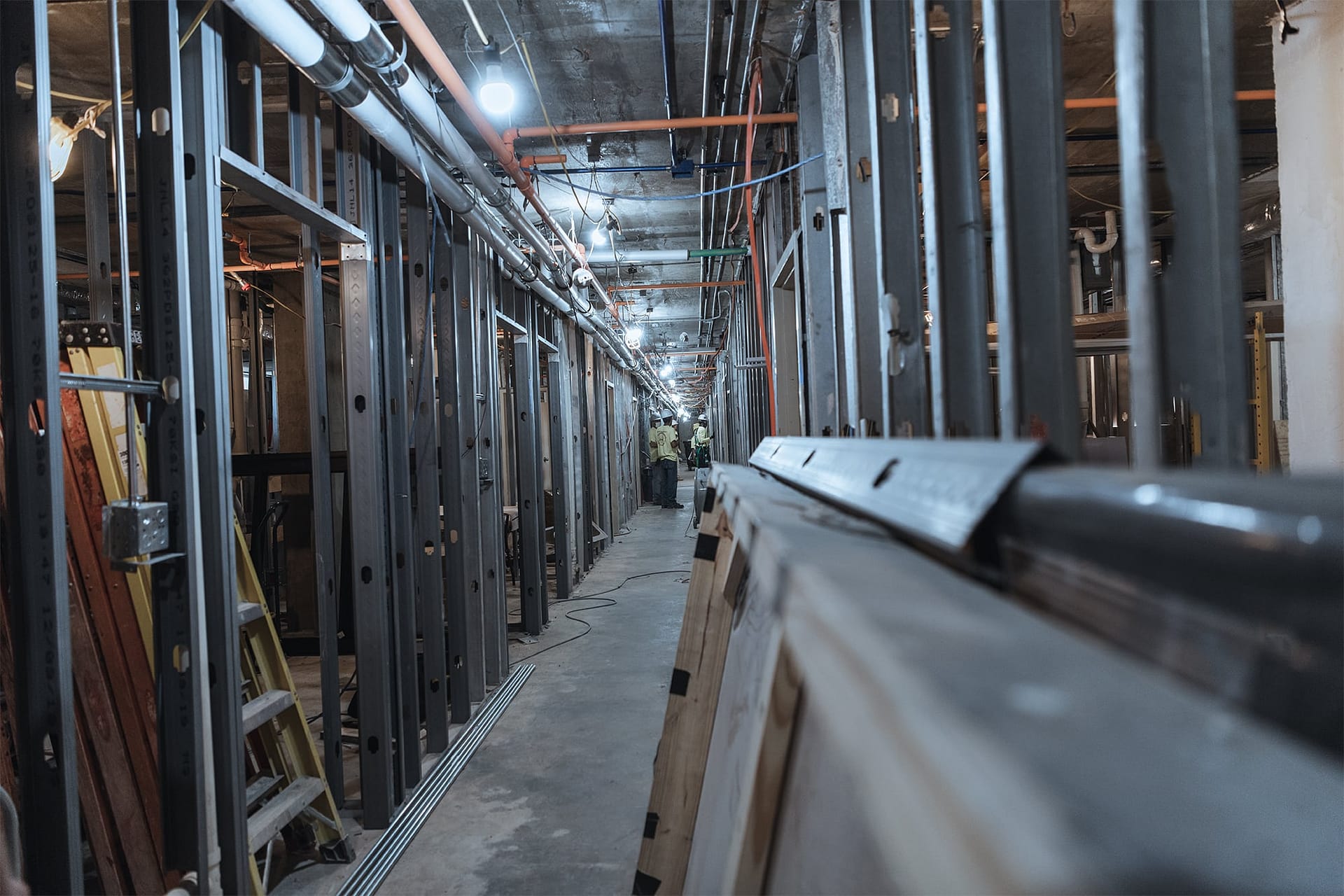 Interior Griffith Tower under construction.